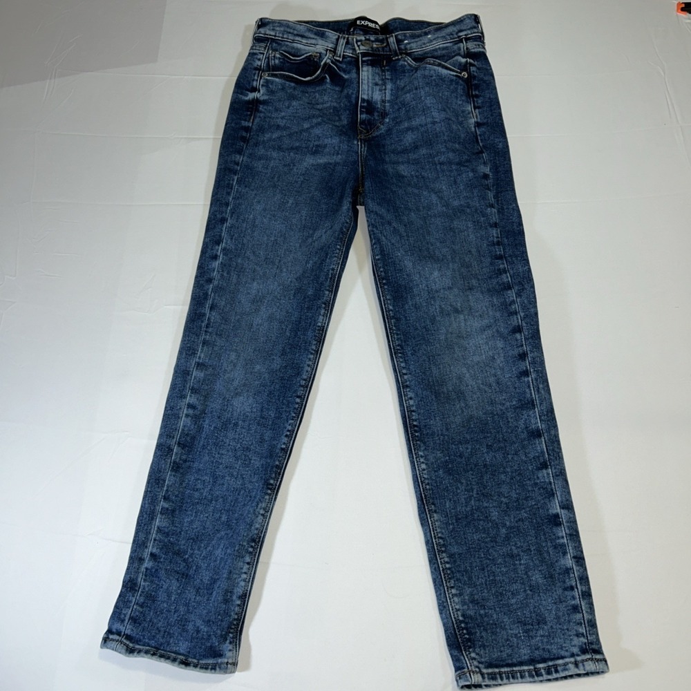 Express Womens Size 6 Mom Jean Super High Rise Medium Wash Blue Stretch Denim